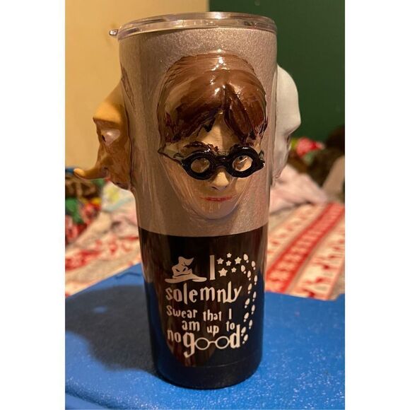 20oz 3D Faces Harry Potter Hogwarts Custom insulated Built Cup One of a kind - Picture 5 of 13